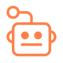 Orange icon of robot head