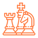 Orange strategy icon of chess pieces