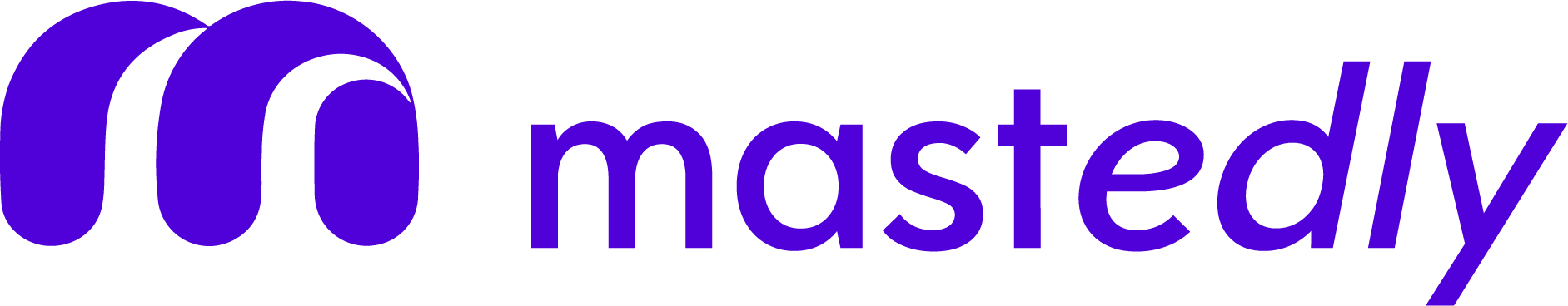 Purple Mastedly logo in horizontal format