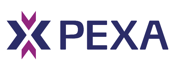 Purple and navy blue Pexa Logo with the logo mark and logo type in a horizontal lockup.