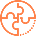Business coaching and strategy icon of a circular puzzle